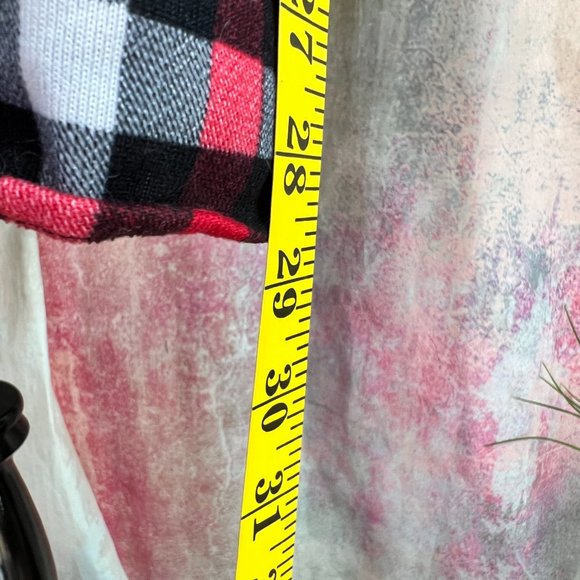 📌Eden & Olivia Red -Black -White Plaid Soft Button Down Shirt w/ Roll Up Sleeve - Picture 9 of 15